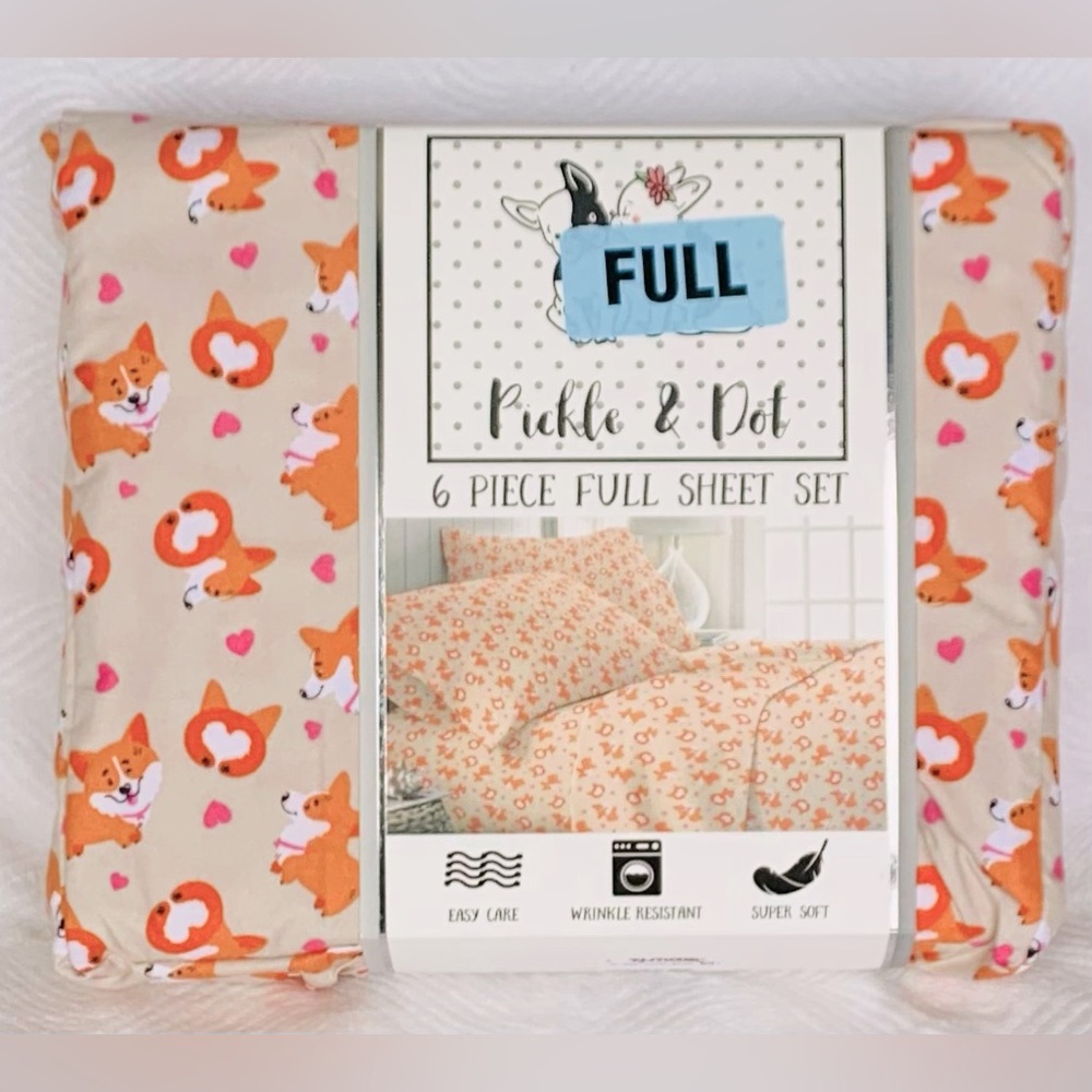 Pickle & Dot Corgi Hearts Valentine Sheet Set - 6-piece - Full